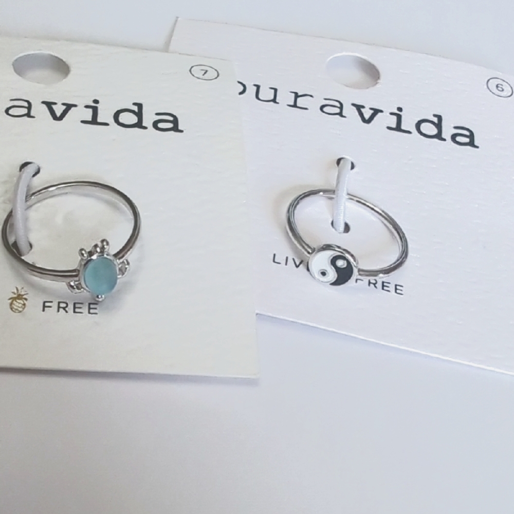 Pura Vida Silver Ring Black and White Yin Yang Ring NWT Size 6